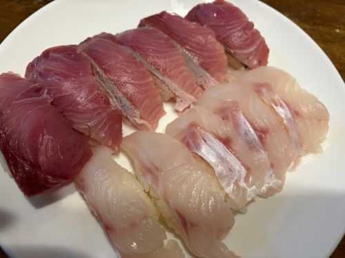 ブリとアラの握り寿司写真画像