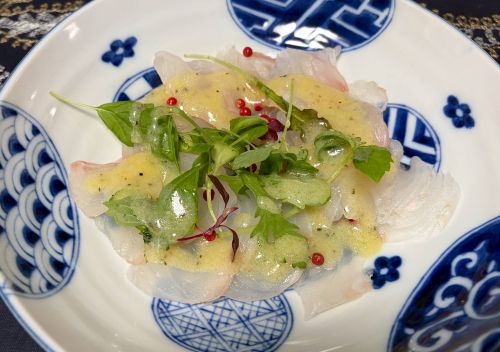 キジハタの塩麹和えカルパッチョ写真画像