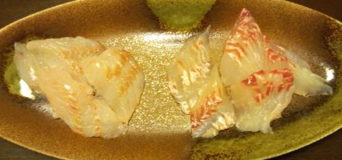 チカメキントキとウスメバルの刺身写真画像