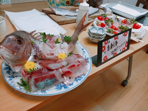 鯛の姿造りと昆布締めのカルパッチョ写真画像